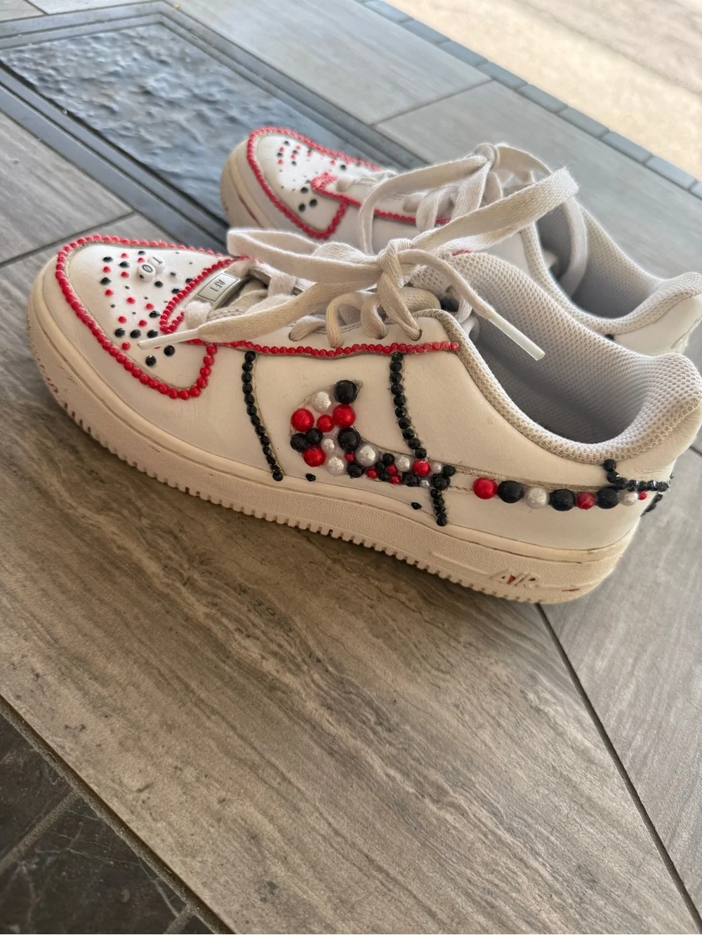 Nike Air Force 1 Custom Beaded Rhinestone Shoes 4.5Y
